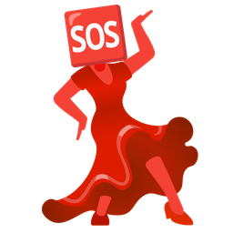 SOS button and high-heeled shoe