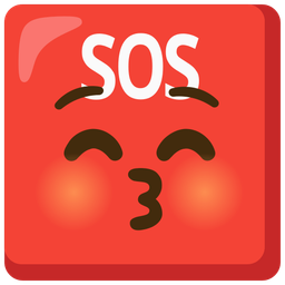 SOS button and Kissing face with closed eyes