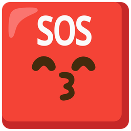 SOS button and Kissing face with smiling eyes