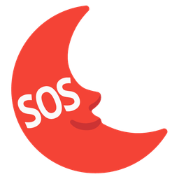 SOS button and last quarter moon face