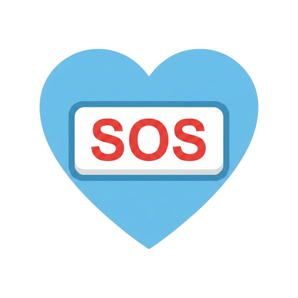 SOS button and Light blue heart