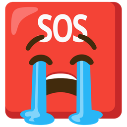 SOS button and loudly crying face