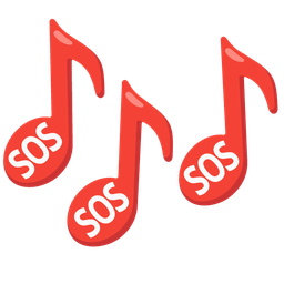 SOS button and musical notes