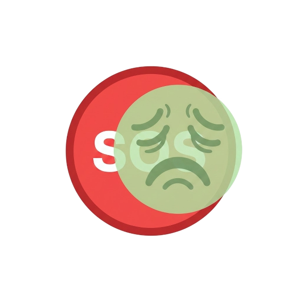 SOS button and Nauseated face