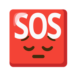 SOS button and pensive face