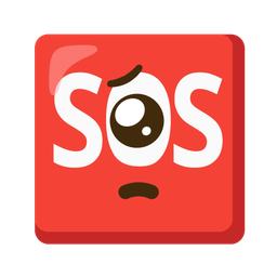 SOS button and pleading face