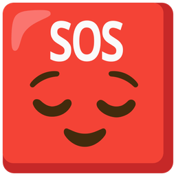 SOS button and relieved face