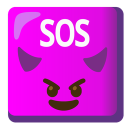SOS button and smiling face with horns