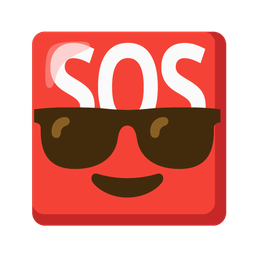 SOS button and smiling face with sunglasses