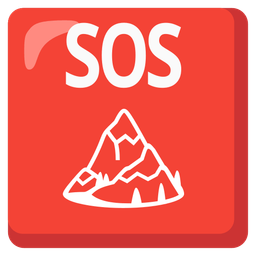 SOS button and snow-capped mountain