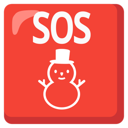 SOS button and snowman without snow
