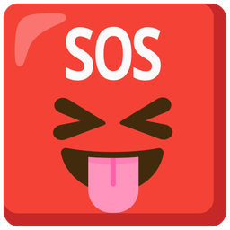 SOS button and Squinting face with tongue
