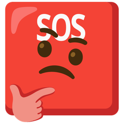 SOS button and thinking face