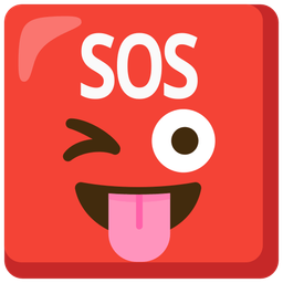 SOS button and Winking face with tongue