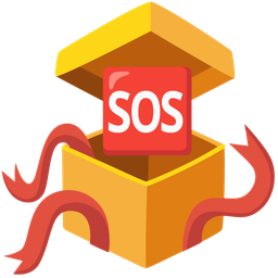 SOS button and wrapped gift
