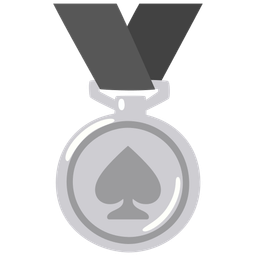 spade suit and 2nd place medal