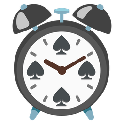 spade suit and alarm clock