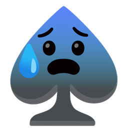 spade suit and anxious face with sweat