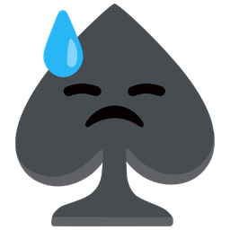 spade suit and downcast face with sweat