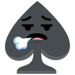 spade suit and face exhaling