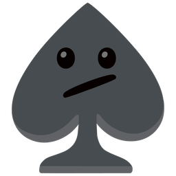 spade suit and face with diagonal mouth