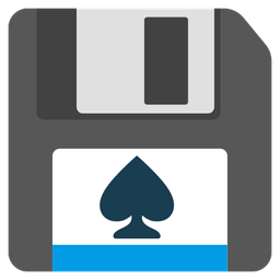 spade suit and floppy disk