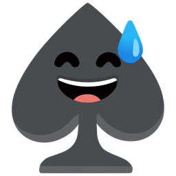 Spade suit and Grinning face with sweat