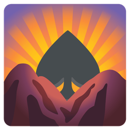 spade suit and sunrise over mountains