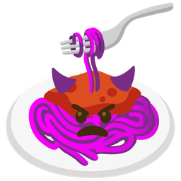 Spaghetti and Angry face with horns