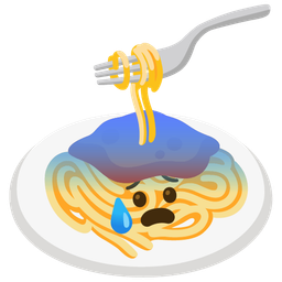 Spaghetti and Anxious face with sweat