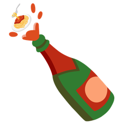 Spaghetti and Bottle with popping cork