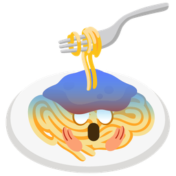 Spaghetti and Face screaming in fear