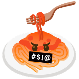 Spaghetti and Face with symbols on mouth