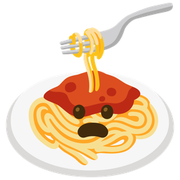 Spaghetti and Frowning face with open mouth