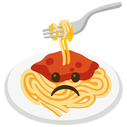 Spaghetti and Frowning face
