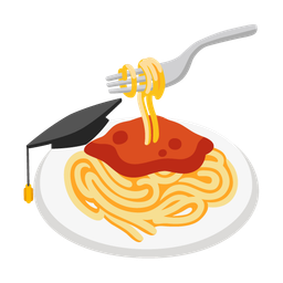 Spaghetti and Graduation cap