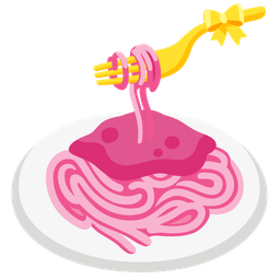 Spaghetti and Heart with ribbon