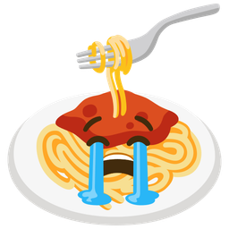 Spaghetti and Loudly crying face