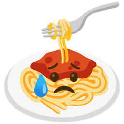 Spaghetti and Sad but relieved face