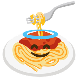 Spaghetti and Smiling face with halo