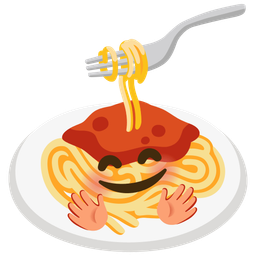 Spaghetti and Smiling face with open hands