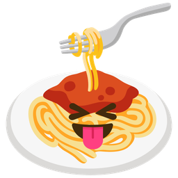 Spaghetti and Squinting face with tongue