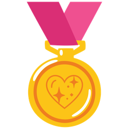 sparkling heart and 1st place medal