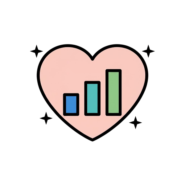 Sparkling heart and Bar chart