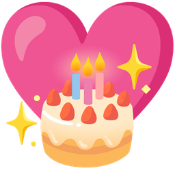 sparkling heart and birthday cake