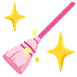 sparkling heart and broom