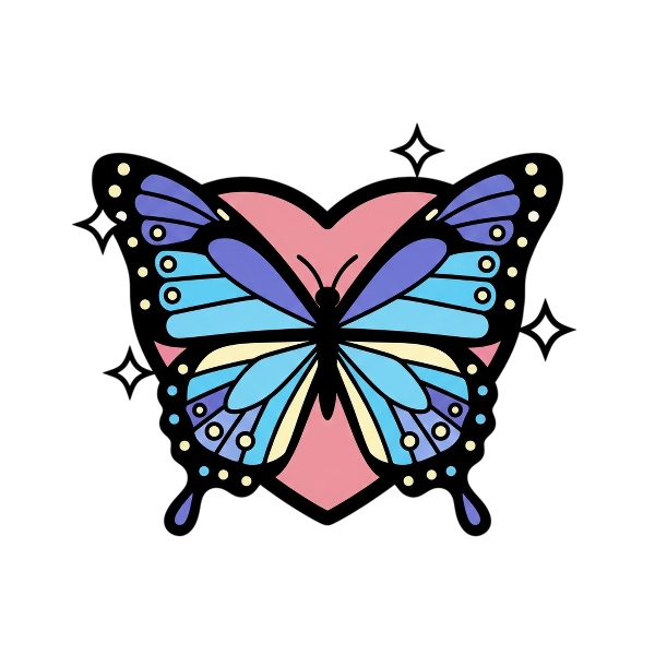 Sparkling heart and Butterfly