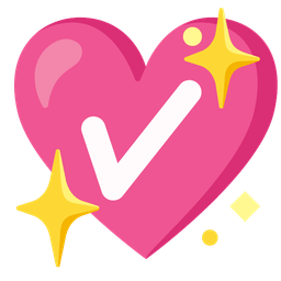 sparkling heart and check mark button