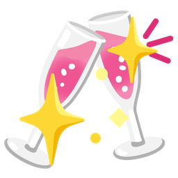 sparkling heart and clinking glasses