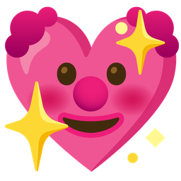 sparkling heart and clown face